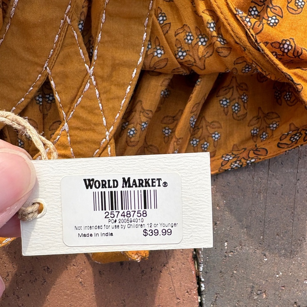 NWT Ochre Saffron Tank Top Gold World Market Boho Flowy Batik Bib Necklace Look - Picture 8 of 9